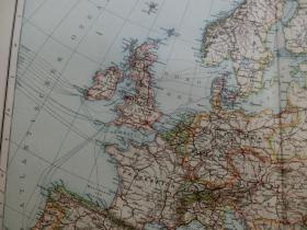 【百元包邮】1896年 德国制作 大西洋运输地图( DES ATLANTISCHEN OZEANS)， 欧洲，政治概况地图 (EUROPA, POLITISCH UBERSICHT)