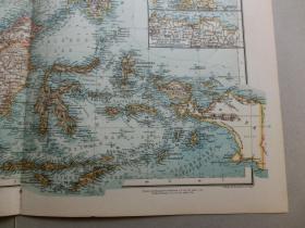 【百元包邮】1896年  德国制作 老地图  北部印度（ VORDERINDIEN, NÖRDLICHER TEIL）；南部印度；缅甸和马来西亚半岛（VORDERINDIEN, SÜDLICHER TEIL；BURMA UND MALAYSISCHE HALBINSEL）；中南半岛，马来西亚群岛（HINTERINDIEN UND MALAIISCHER ARCHIPEL） 含有中国南部及海南岛