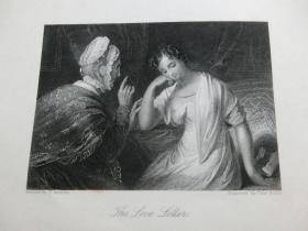 【百元包邮】《情书》（The Love Letter）  1840年代  钢版画   纸张尺寸约27 × 20.7厘米