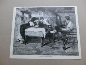 【百元包邮】1896年，小幅木刻版画《爱情的故事》（Liebesgeschichten）