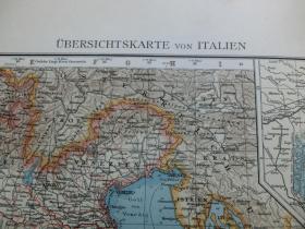 【百元包邮】1896年  德国制作 老地图   西班牙和葡萄牙（SPANIEN UND PORTUGAL）；意大利概览图（ÜBERSICHTSKARTE VON ITALIEN）