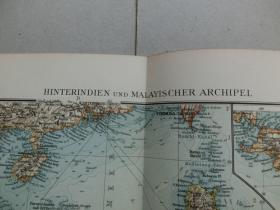 【百元包邮】1896年  德国制作 老地图  北部印度（ VORDERINDIEN, NÖRDLICHER TEIL）；南部印度；缅甸和马来西亚半岛（VORDERINDIEN, SÜDLICHER TEIL；BURMA UND MALAYSISCHE HALBINSEL）；中南半岛，马来西亚群岛（HINTERINDIEN UND MALAIISCHER ARCHIPEL） 含有中国南部及海南岛