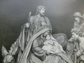 【百元包邮】《诞生》（H Weltrings Krippendarstellung in Pfarrkirche zu Plantlunne) 1890年，木刻版画， 纸张尺寸约41×28厘米。