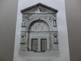 【百元包邮】《ORATORIO DI S. BERNARDINO ZU PERUGIA》（ORATORIO DI S. BERNARDINO ZU PERUGIA）1880年 蚀刻版画 纸张尺寸约26.9×18.5厘米 （货号T001754）