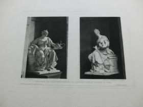 【百元包邮】1883年铜凹版腐蚀版画《维也纳艺术史博物馆雕塑：完美女神》（IDEALFIGUR DER KUNSTINDUSTRIE FUR DAS KUNSTHISTORISCHE MUSEUM IN WIEN）出自19世纪奥地利雕塑家，卡尔·昆德曼（Carl Kundmann，1838–1919）作品   维也纳艺术画廊出品  纸张尺寸约37.3×27.4厘米