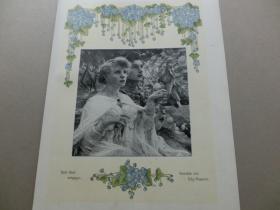 【百元包邮】1905年，彩色平版印刷画《迈向理想》（Dem Ideal entgegen），木口木刻，纸张尺寸约41×28厘米。