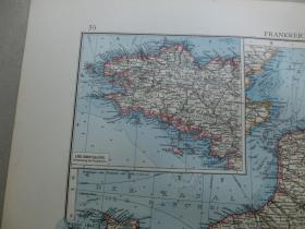 【百元包邮】1896年 德国制作 老地图   法国（ÜBERSICHTSKARTE VON FRANKREICH）；法国北部地区 （FRANKREICH NÖRDLICH HÄLFTE）