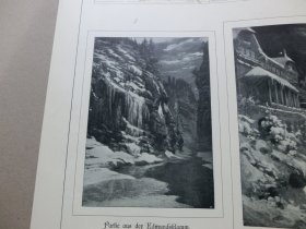 【百元包邮】《拉森河岸山脉，萨克森小瑞士》（in der Sächsischen Schweiz） 1902年，大幅彩色平版印刷画， 纸张尺寸约56×41厘米。