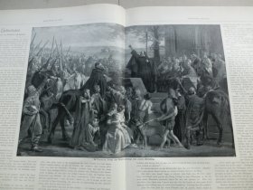 【百元包邮】《隐士彼得宣扬第一次十军字东征》 （Peter der Eremit predigt den ersten Kreuzzug）1902年，大幅平版印刷画，纸张尺寸约56×41厘米。