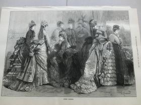 【百元包邮】1873年 木刻版画 《春季时装》（SPRING FASHIONS）纸张尺寸约39.5×27厘米