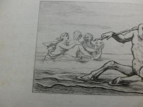 【百元包邮】《诸神的狂欢：“海神之子”特里同与“海中仙女”涅锐伊得斯》（Tritonen und Nereiden）1879年 蚀刻版画 19世纪奥地利浪漫主义画家，莫里兹·冯·施温德（Moritz Von Schwind）绘画作品  卡纸尺寸29.7×21厘米 （货号DGK1011）