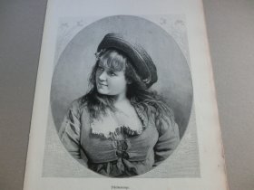 【百元包邮】《戴帽子的女孩》（Schelmenauge）1883年，木刻版画， 纸张尺寸约41×28厘米。