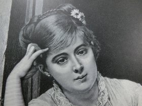 【百元包邮】《忧伤的少女》（Verlassen）1884年，木刻版画， 纸张尺寸约41×28厘米。出自19世纪法国画家，朱尔斯·埃米尔·圣廷（Jules Emile Saintin，1829-1894）绘画作品。