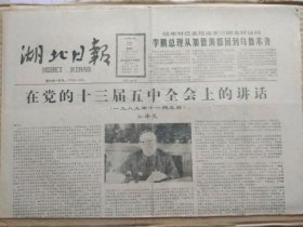 湖北日报【1989年11月22日，农历己已年10月25】（在党的十三届五中全会上的讲话 ）原报，共4版