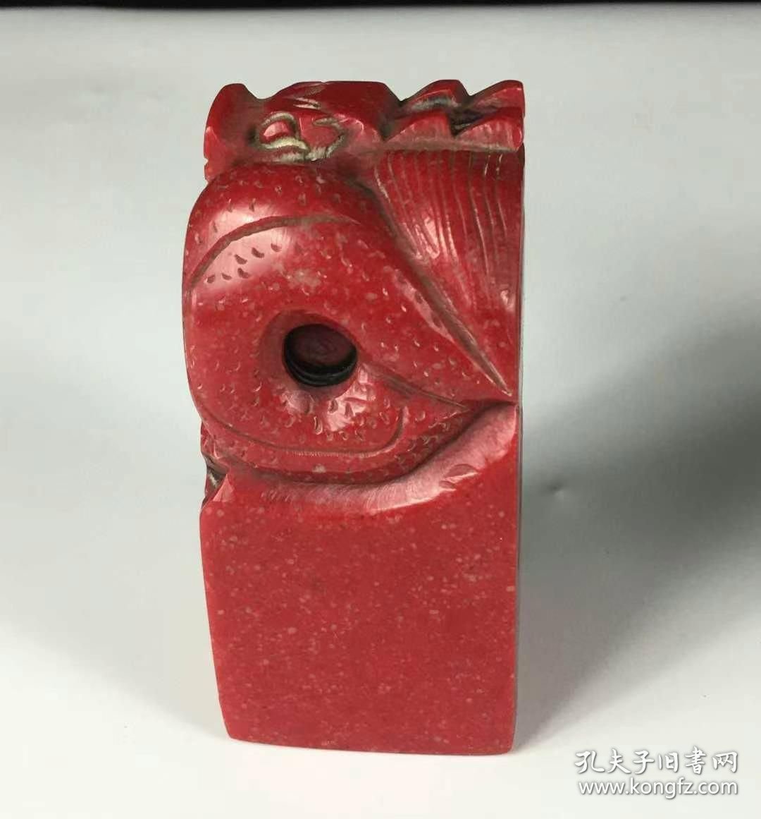 353_天然鸡血石印章 雕刻精美 油润细腻 细节如图