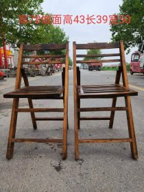265_民国时期榉木精品小凳椅一对，做工精致简洁漂亮，使用方便，可折叠，少见民俗老物件，特价出