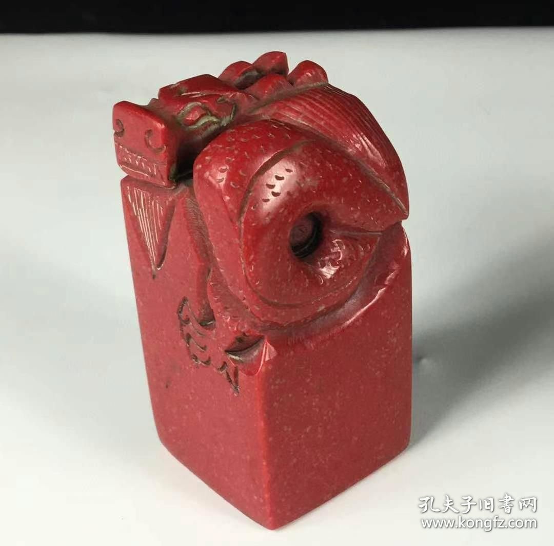 353_天然鸡血石印章 雕刻精美 油润细腻 细节如图