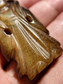 宋元 和田玉籽料 白玉受沁 胡人立像 把件 摆件