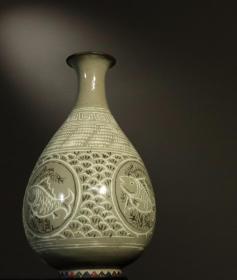 高丽瓷·包银烤蓝·玉壶春瓶