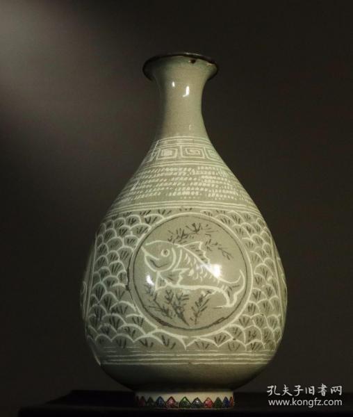 高丽瓷·包银烤蓝·玉壶春瓶