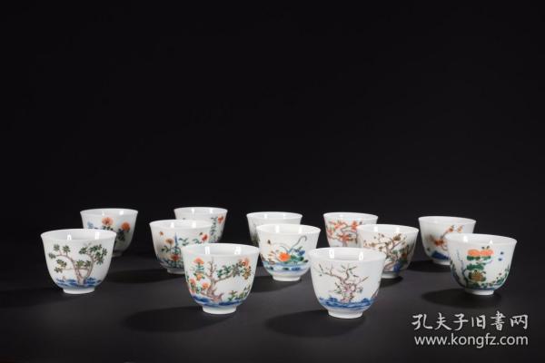 清康熙-斗彩十二花神杯一组