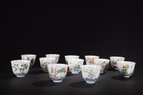 清康熙-斗彩十二花神杯一组