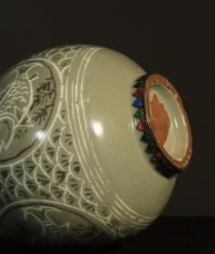 高丽瓷·包银烤蓝·玉壶春瓶