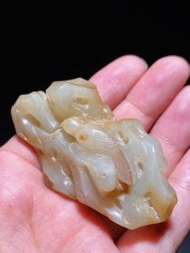 清 和田玉籽料 岁岁平安 小山子 笔搁 摆件 把件