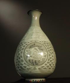 高丽瓷·包银烤蓝·玉壶春瓶