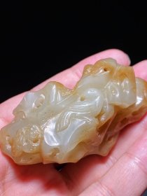 清 和田玉籽料 岁岁平安 小山子 笔搁 摆件 把件