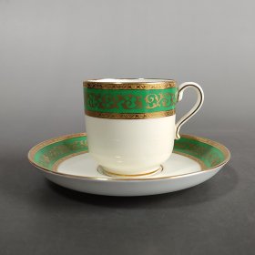 英国MINTON明顿款重鎏金绿釉骨瓷杯