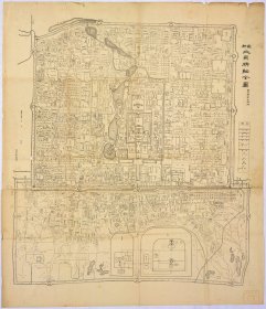 【提供资料信息服务】1908年最新北京精细全图.黑白版 老地图58X67厘米 工程纸 高清彩喷 真迹复制