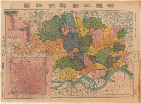 【提供资料信息服务】1931年新体江都县明细图  老地图55X78厘米 防水涂层宣纸高清彩真迹复制