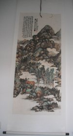 精品山水/文人山水画 纸本立轴 画芯尺寸：138X59厘米