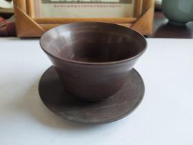 木鱼石茶碗，带茶托