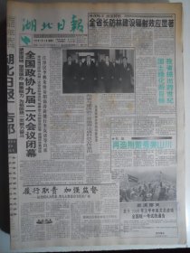 湖北日报 1999年3月12日：政协九届人大二次会议闭幕，访人大代表关广富，肖拣拣见义勇为舍己救人，追忆肖栋栋事迹，王仁忠《朱总理和我们度除夕》许觉民《送冰心老人远行》梅桑榆《听雨》许也《新生代老石头老骨头》朱莎莉《大众传播与文学多样化》程洁国画《渔乡》