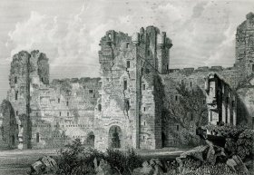 1848年钢版画《坦特伦城堡庭院》28×21厘米（D-54）