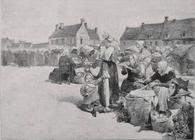 1900年木口木刻版画 《市场》 41×28厘米（22）