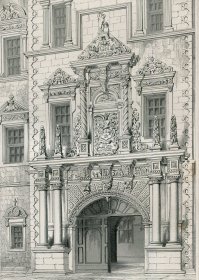 1848年钢版画《赫瑞奥茨医院大门》28×21厘米（C-12）