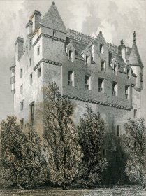 1848年钢版画《格莱米斯城堡后部》28×21厘米（B-55）