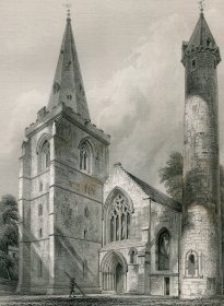1848年钢版画《布里金的教堂和圆塔》28×21厘米（A-23）