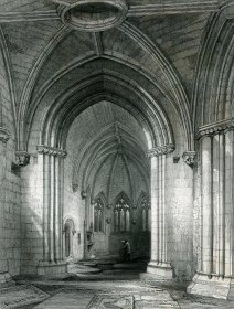 1848年钢版画《西东小教堂内景》28×21厘米（D-45）