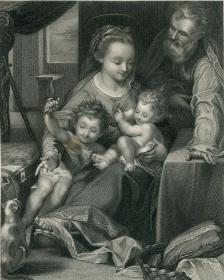 1840年钢版画《神圣家庭》27×20厘米