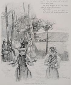 1900年木口木刻版画 《莱纳茨的乡野》 41×28厘米（21）