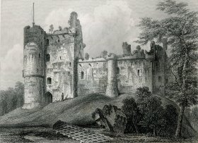 1848年钢版画《德尔顿城堡的八角厅》28×21厘米（B-04）
