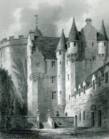 1848年钢版画《迈达尔城堡内院》28×21厘米（D-15）