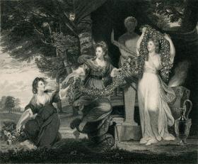 1840年钢版画《美惠三女神》 27×20厘米