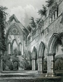 1848年钢版画《邓弗里斯的新修道院大门西望》28×21厘米（D-20）