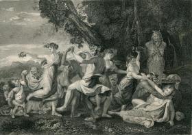 1840年钢版画《酒神节的舞蹈》27×20厘米