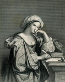1876年钢版画 《茜比拉·佩尔西卡》31×21厘米